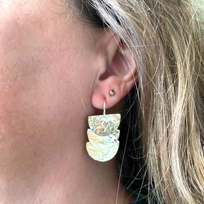 Three Moon Earrings - Brass