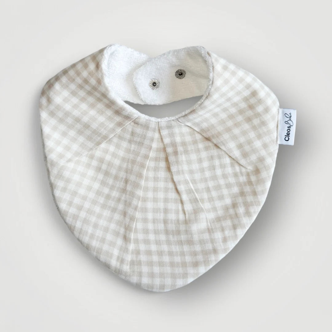 Waterproof Bandana Bib - Almond Gingham