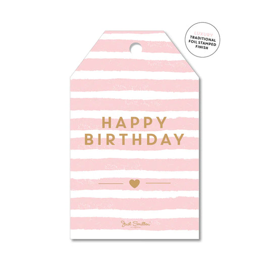 Gift Tag - Happy Birthday Pink Stripe