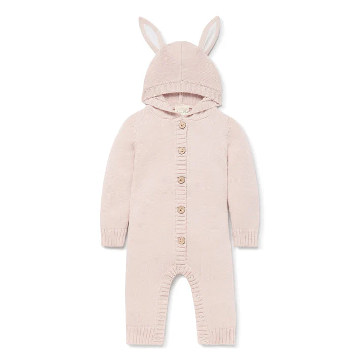 Aster & Oak Mauve Bunny Knit Romper