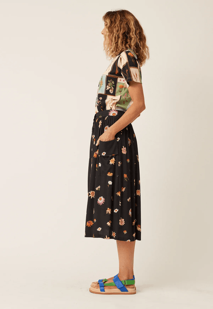 Nancybird Adi Button Skirt- Paper Daisy Black