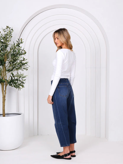 Toni Barrel Jeans - Dark Denim