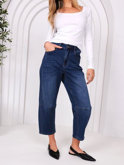 Toni Barrel Jeans - Dark Denim