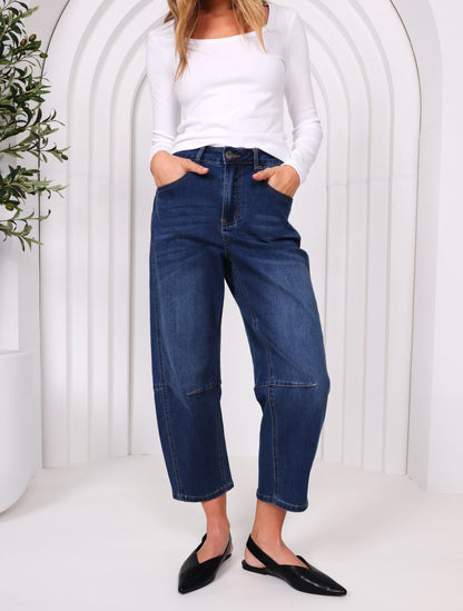 Toni Barrel Jeans - Dark Denim