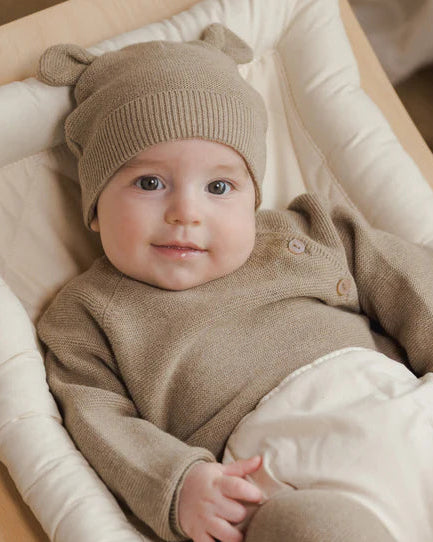 Quincy Mae Baby Bear Beanie - Heathered Mocha
