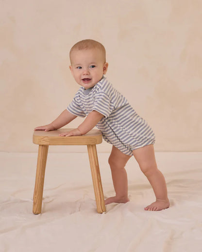 Relaxed Bubble Romper | Blue Stripe