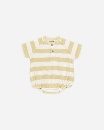 Terry Henley Romper || Yellow Stripe