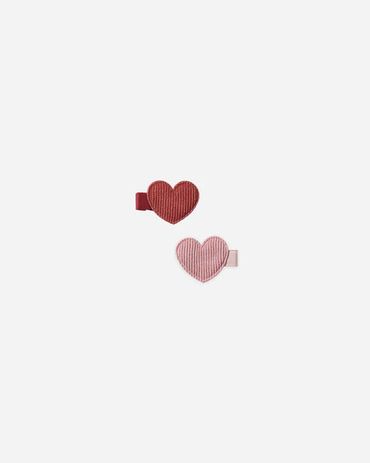 Quincy Mae Heart Clip Set - Red & Pink