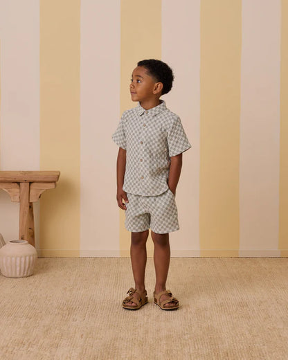 Rylee & Cru Collared Short Sleeve Shirt | Sage Check