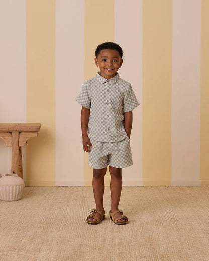 Rylee & Cru Collared Short Sleeve Shirt | Sage Check