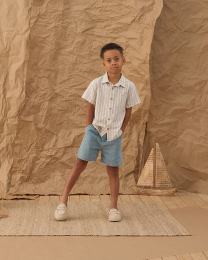 Collared Short Sleeve Shirt Nautical Stripe