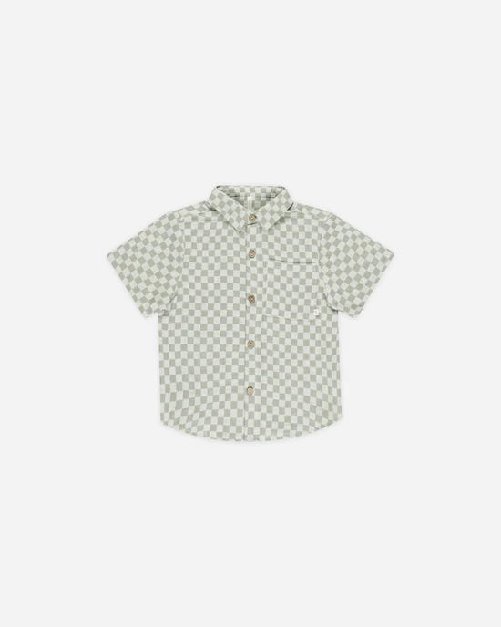 Rylee & Cru Collared Short Sleeve Shirt | Sage Check