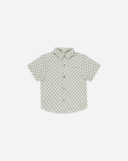 Rylee & Cru Collared Short Sleeve Shirt | Sage Check