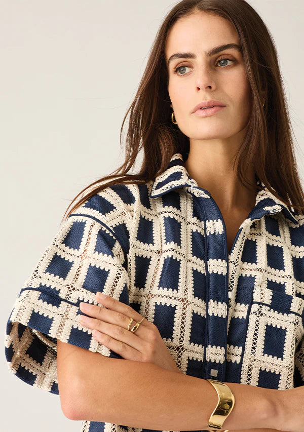 Lara Crochet Shirt | Navy