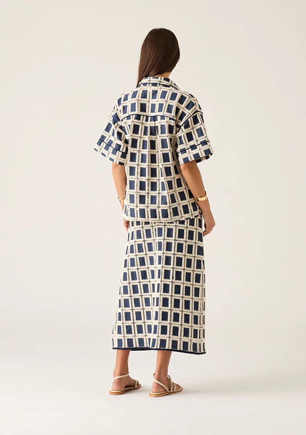 Lara Crochet Shirt | Navy