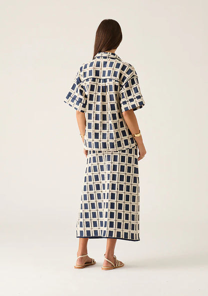 Lara Crochet Shirt | Navy