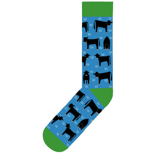 Angus On Blue Cotton Socks