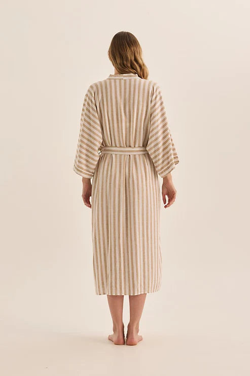 Gingerlilly Sunny Natural Stripe Linen Robe