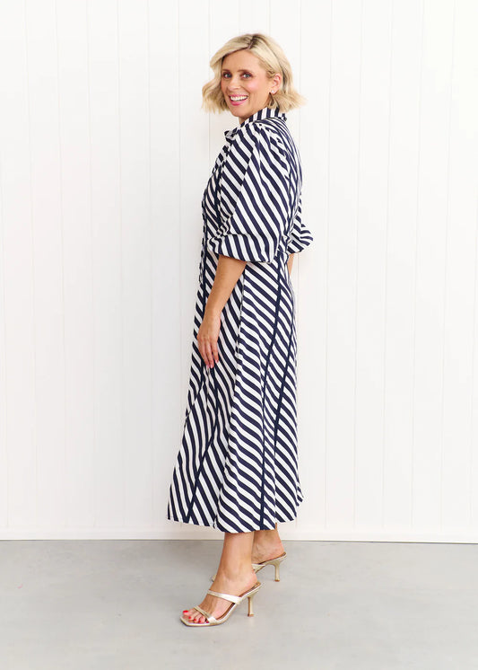 Liv & Milly Sienna Dress - Navy & White Stripe
