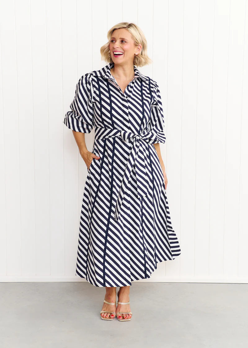 Liv & Milly Sienna Dress - Navy & White Stripe