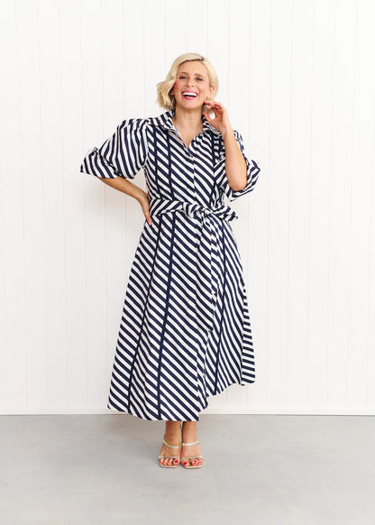 Liv & Milly Sienna Dress - Navy & White Stripe