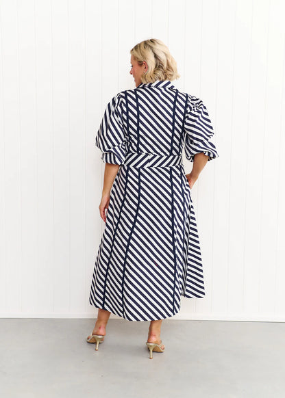 Liv & Milly Sienna Dress - Navy & White Stripe
