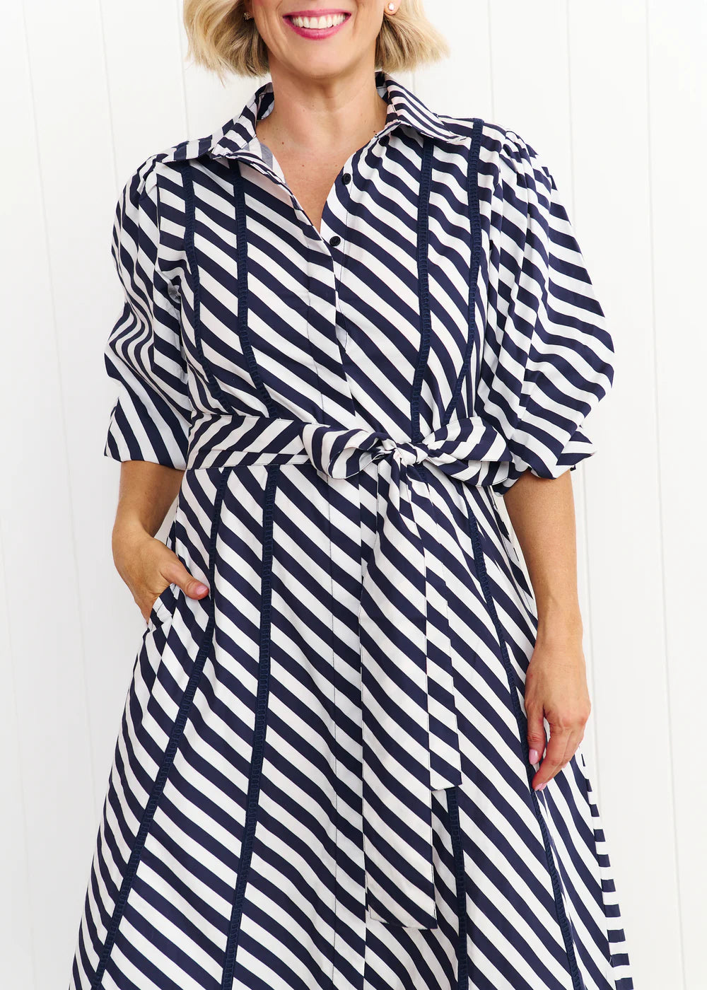 Liv & Milly Sienna Dress - Navy & White Stripe