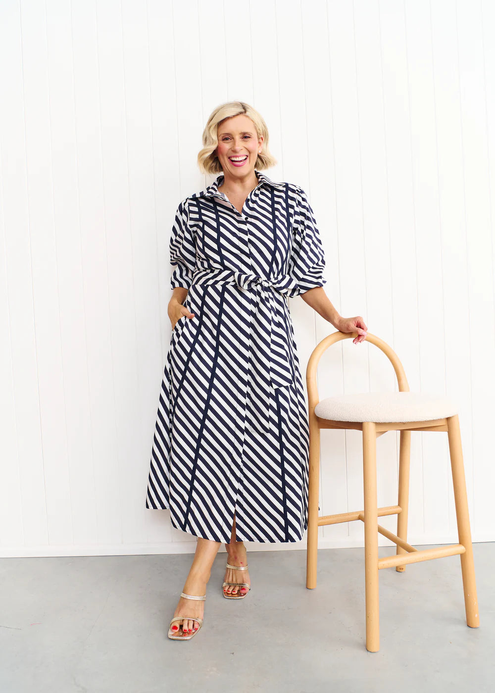 Liv & Milly Sienna Dress - Navy & White Stripe