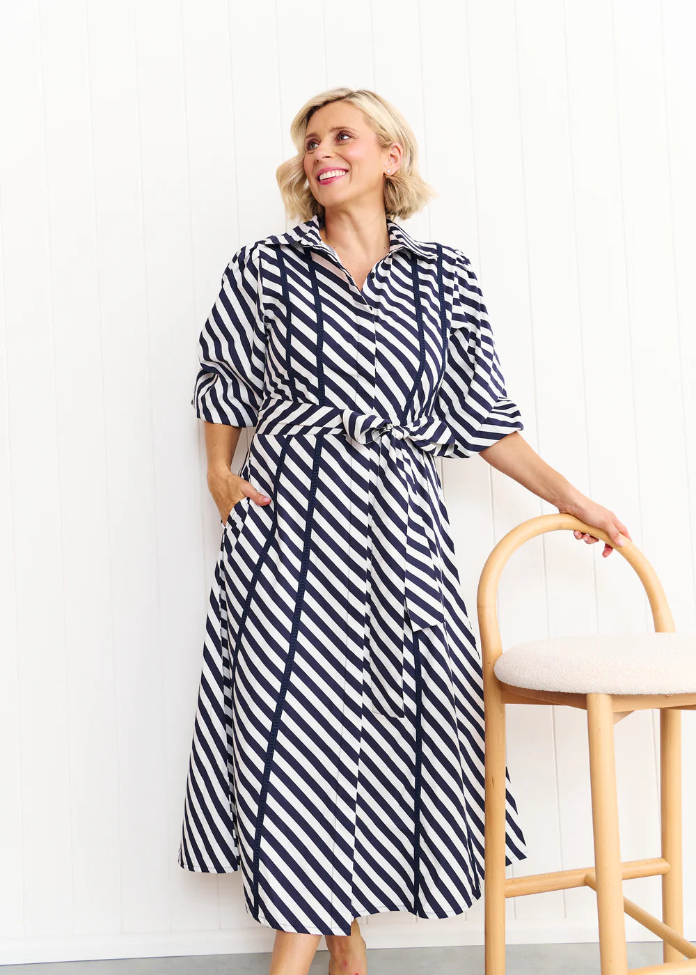 Liv & Milly Sienna Dress - Navy & White Stripe