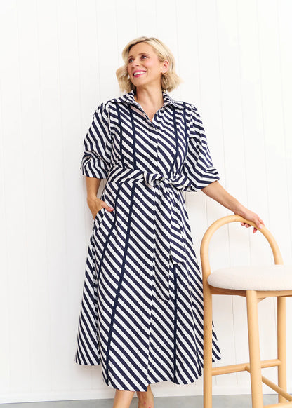 Liv & Milly Sienna Dress - Navy & White Stripe