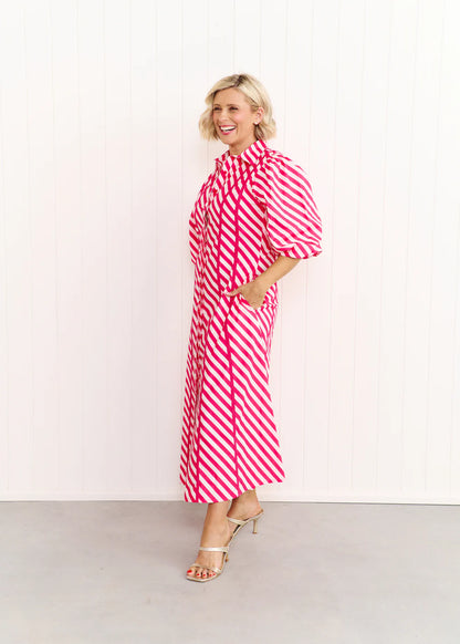 Liv & Milly Sienna Dress - Pink & White Stripe