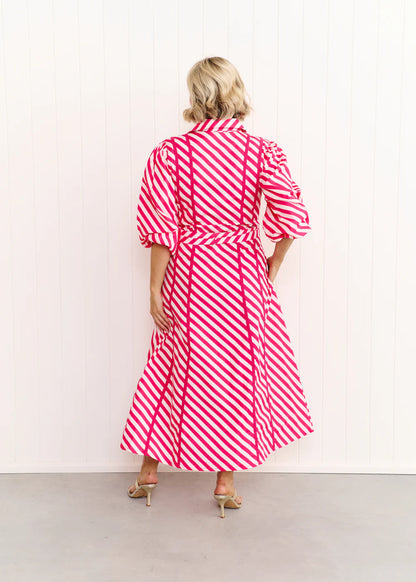 Liv & Milly Sienna Dress - Pink & White Stripe