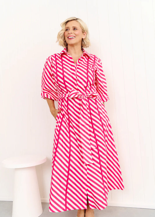 Liv & Milly Sienna Dress - Pink & White Stripe