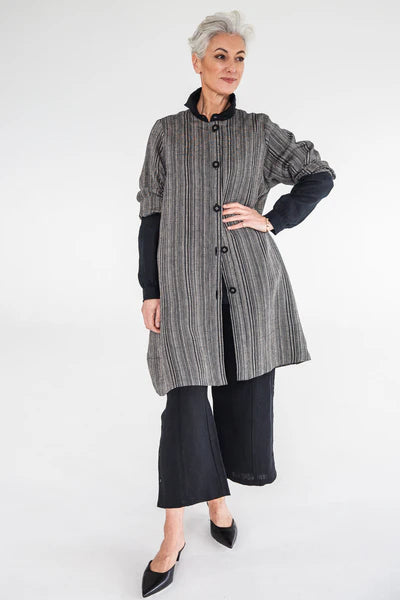 Eva's Sunday Rosalie Linen Jacket - Raven Stripe