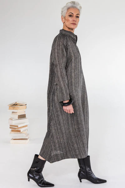 Eva's Sunday Luna Linen Dress - Raven Stripe