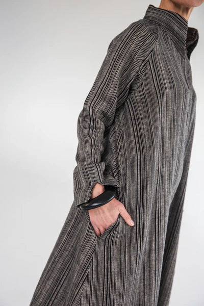 Eva's Sunday Luna Linen Dress - Raven Stripe