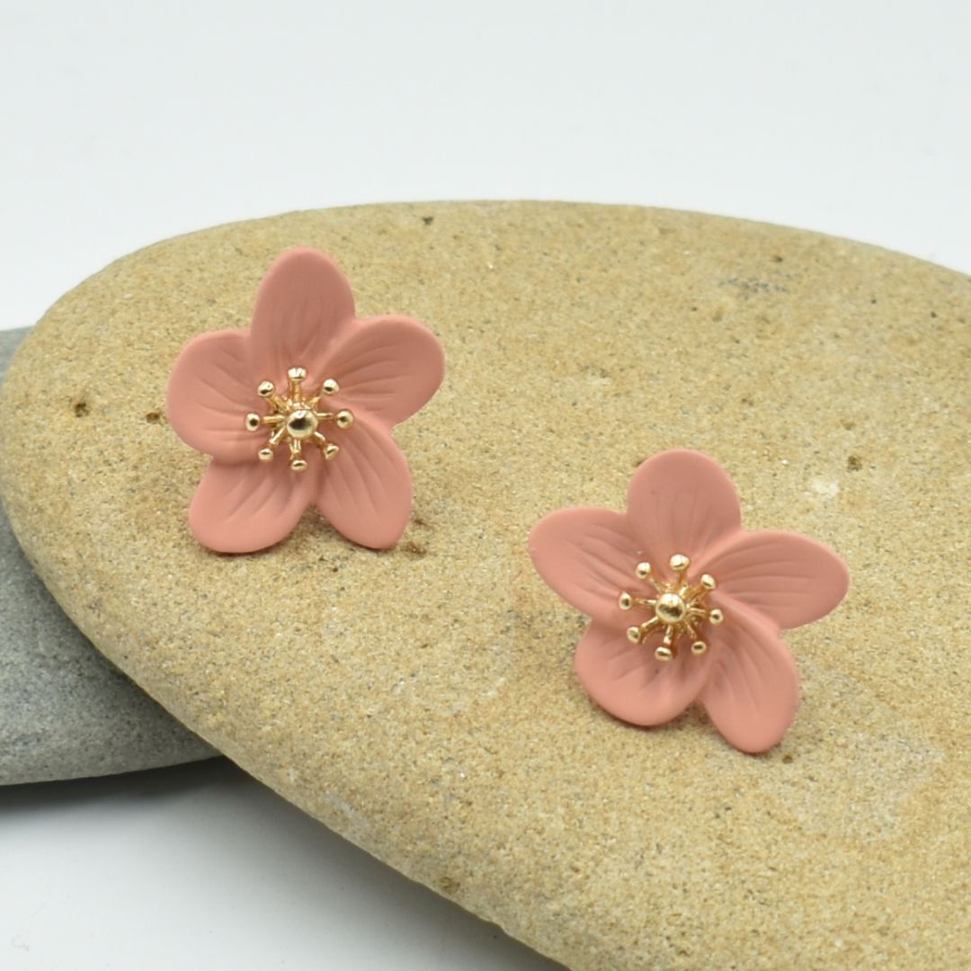 Flower Petals Earrings - Rose Pink