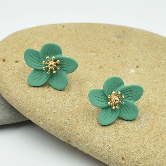 Flower Petals Earrings - Bright Teal