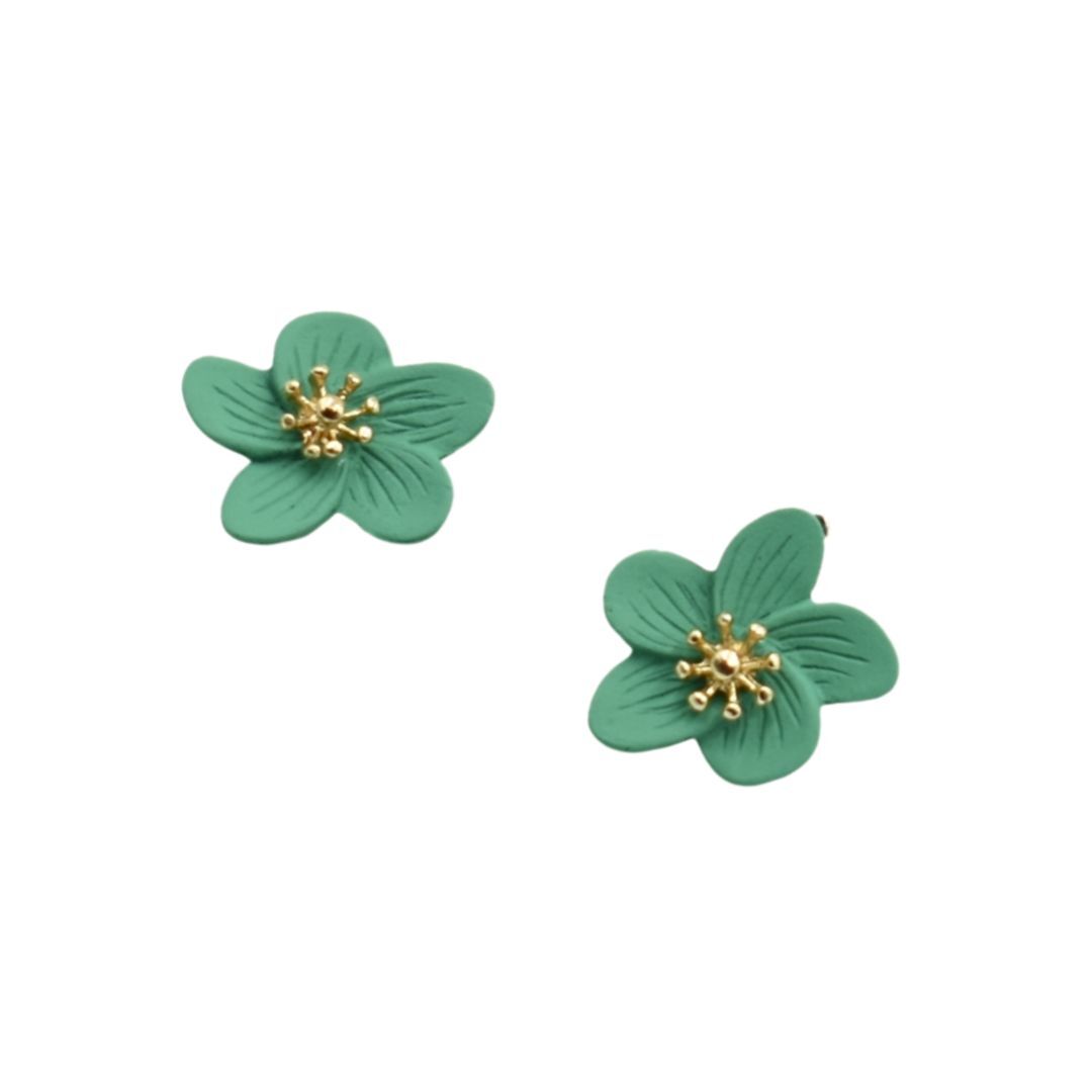 Flower Petals Earrings - Bright Teal