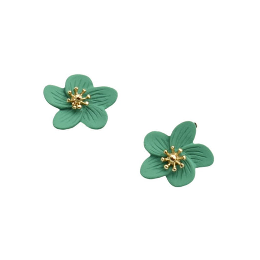 Flower Petals Earrings - Bright Teal