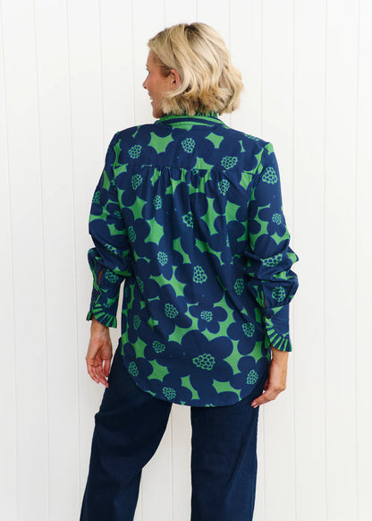Liv & Milly Tilly Flower Shirt - Navy/Green
