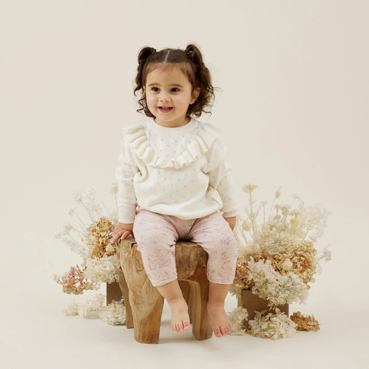 Aster & Oak Ivory Ruffle Knit Jumper