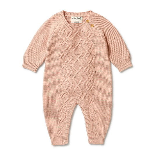 Knitted Cable Growsuit | Rose