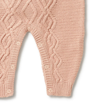 Knitted Cable Growsuit | Rose