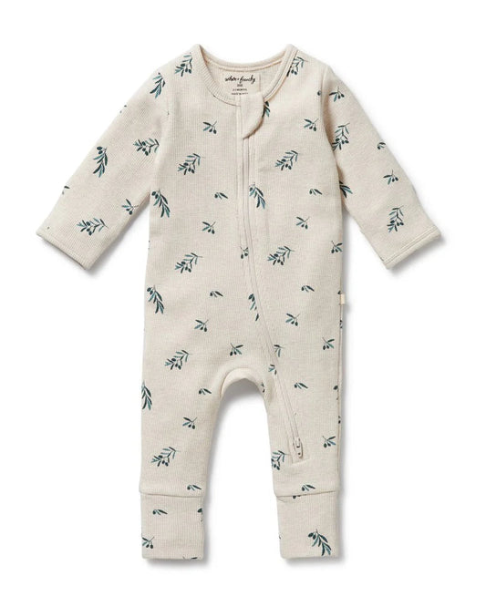 Wilson & Frenchy Little Olive Organic Waffle Zipsuit