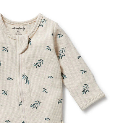Wilson & Frenchy Little Olive Organic Waffle Zipsuit