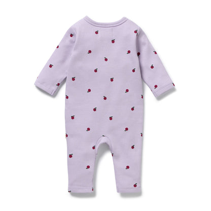 Berry Plums Organic Waffle Ruffle Zipsuit