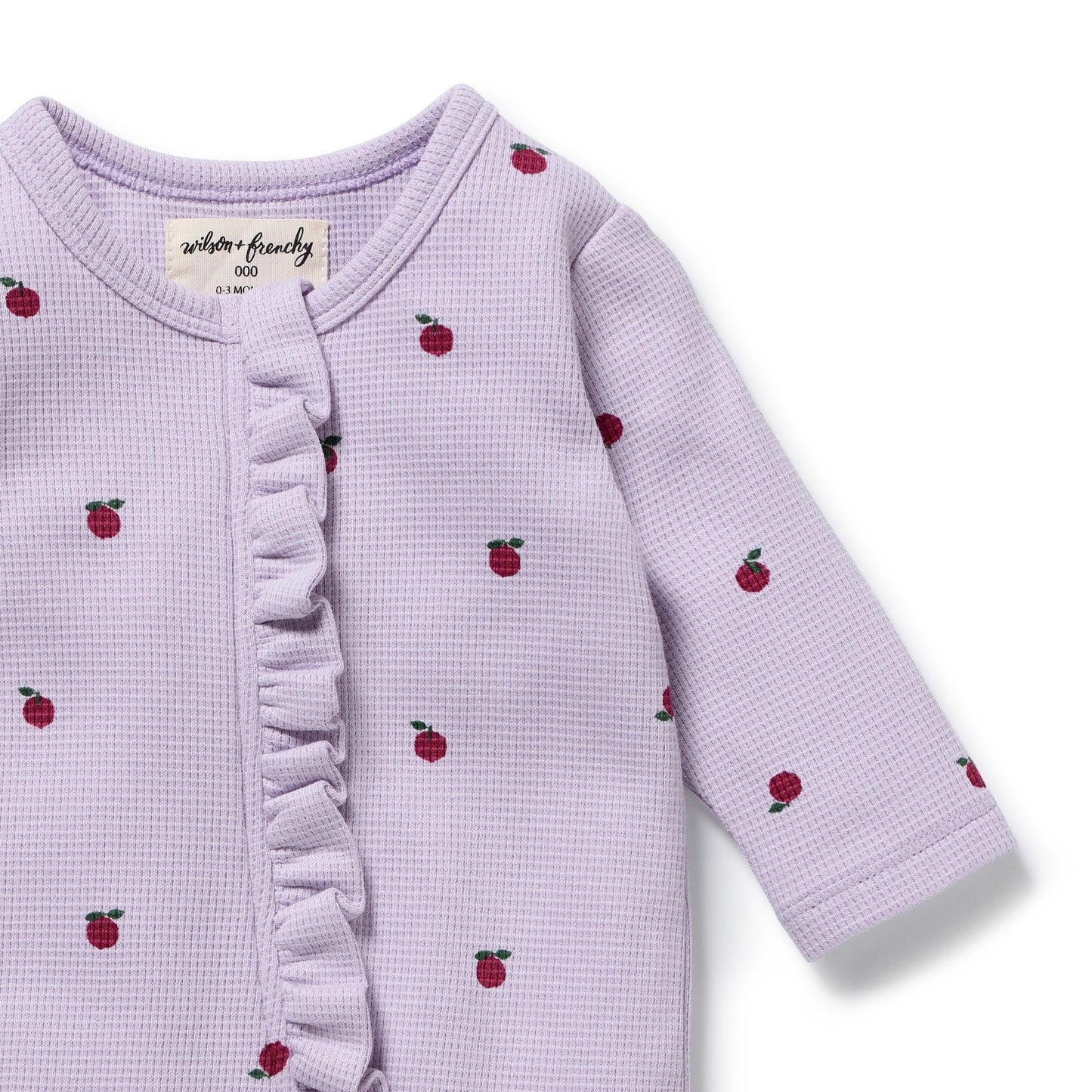 Berry Plums Organic Waffle Ruffle Zipsuit