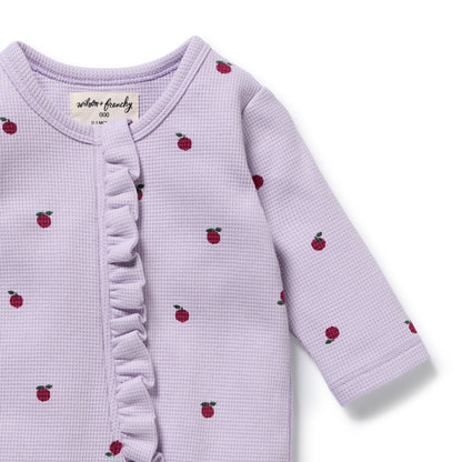 Berry Plums Organic Waffle Ruffle Zipsuit