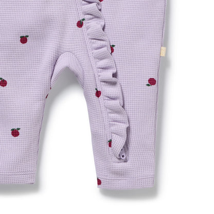Berry Plums Organic Waffle Ruffle Zipsuit